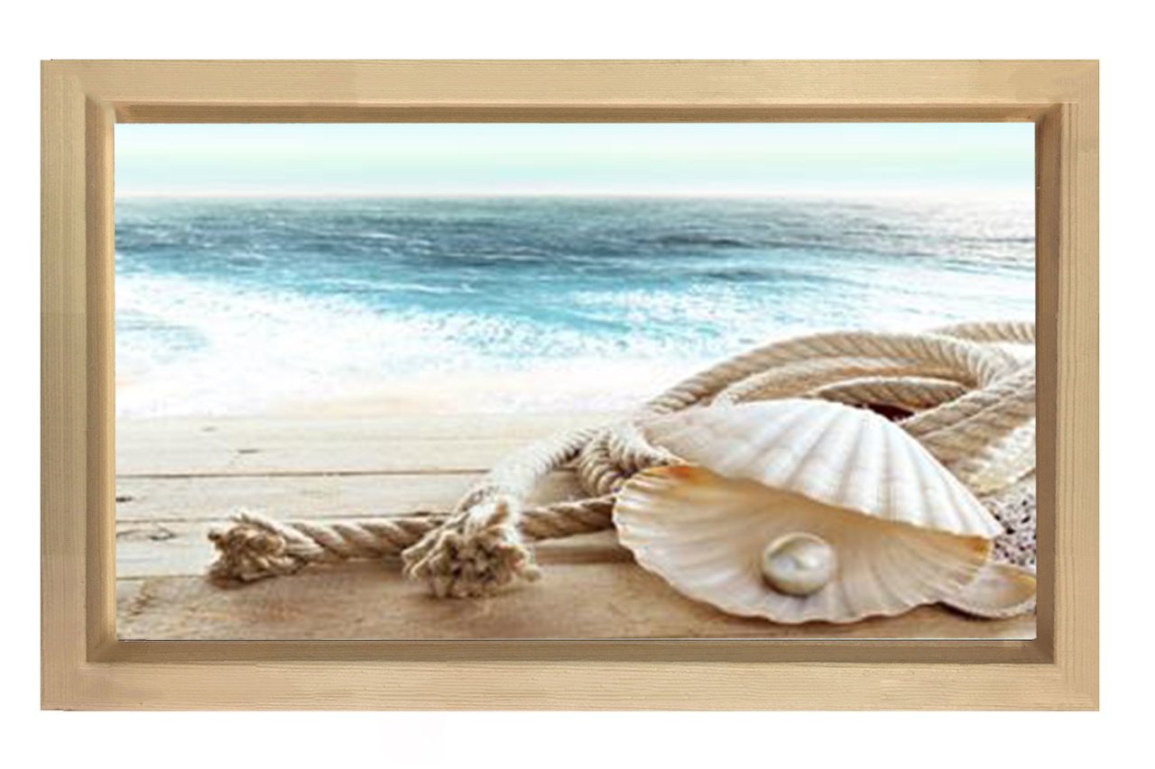İnci Ve Deniz Tablosu Naturel Ahşap Çerçeve - 100x200