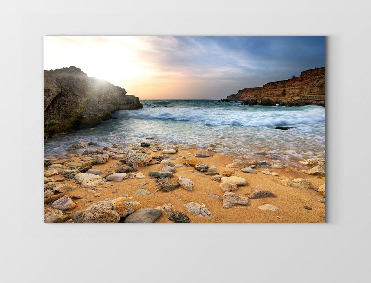 Taşlı Deniz Manzarası Tablosu Çerçevesiz - 45x30