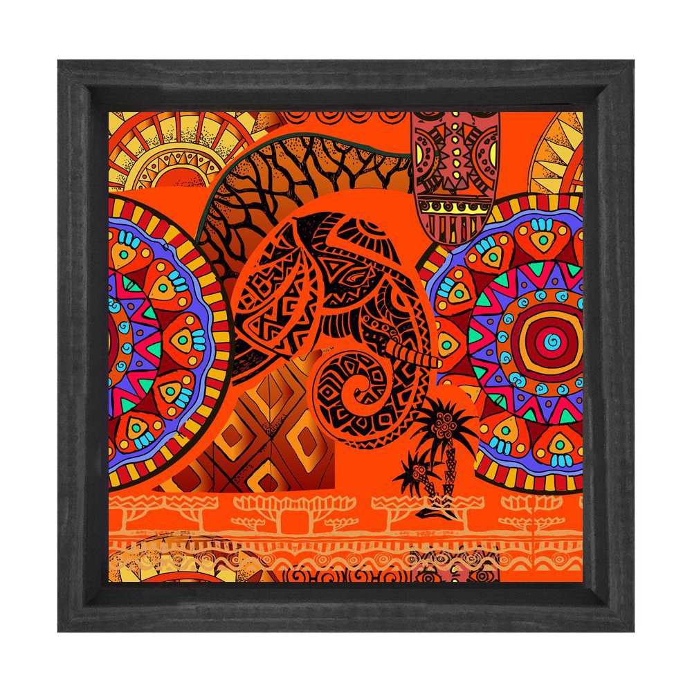 Hint Deseni Tablosu Siyah Ahşap Çerçeve - 80x80