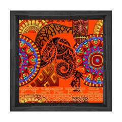 Hint Deseni Tablosu Siyah Ahşap Çerçeve - 80x80