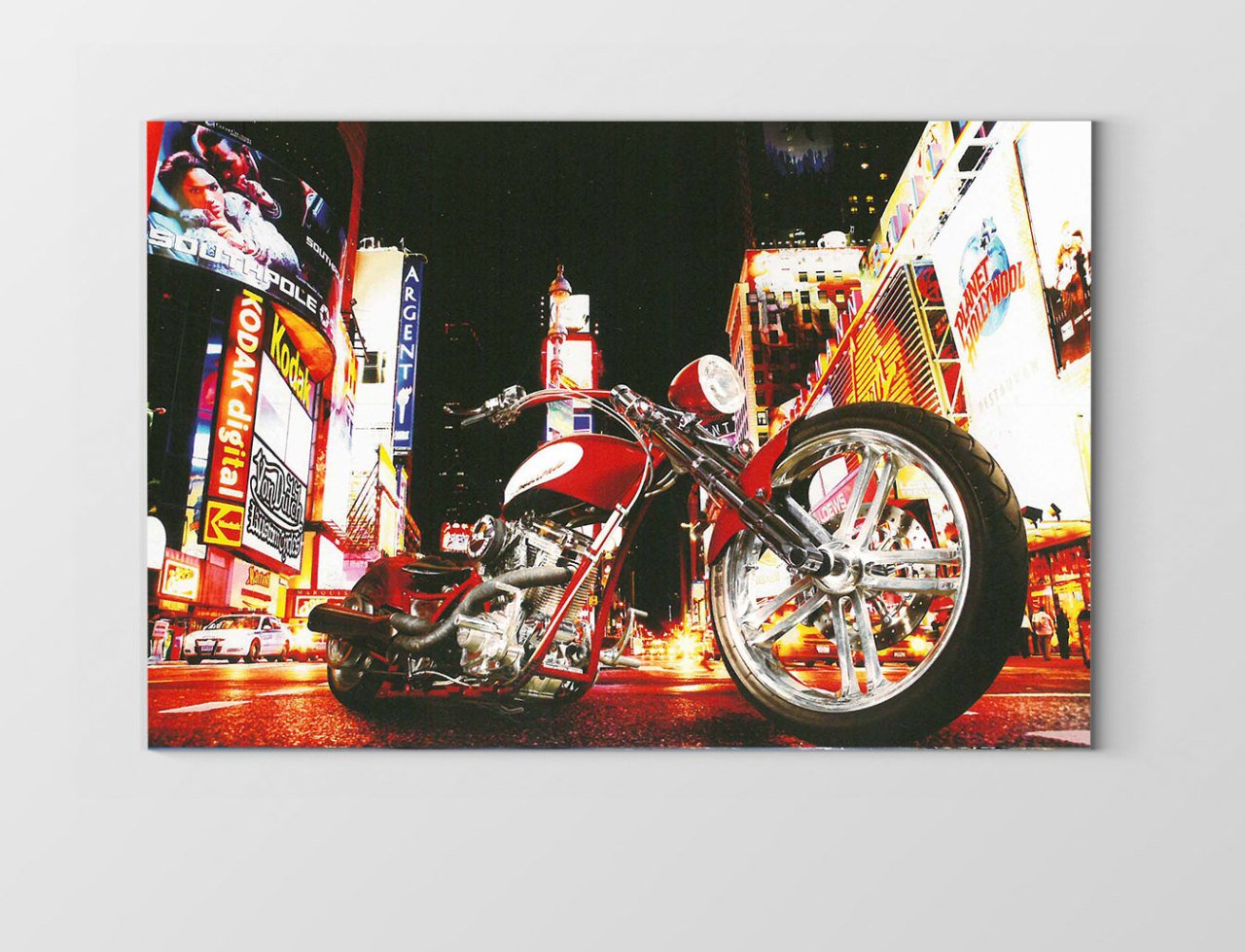 Vintage Motorsiklet ve Şehir Tablosu Çerçevesiz - 40x60