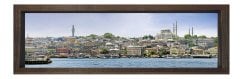 İstanbul Manzarası Tablosu Kahverengi Ahşap Çerçeve - 180x60