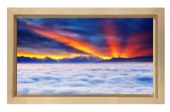 Işıklı Gökyüzü Dağ Manzarası Tablosu Naturel Ahşap Çerçeve - 100x150