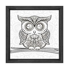 Baykuş Boyama Tablo Tablosu Siyah Ahşap Çerçeve - 40x40