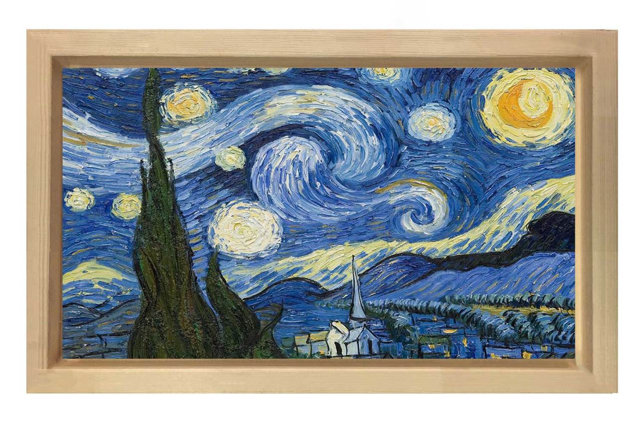 Yıldızlı Gece Tablosu Naturel Ahşap Çerçeve - 100x150