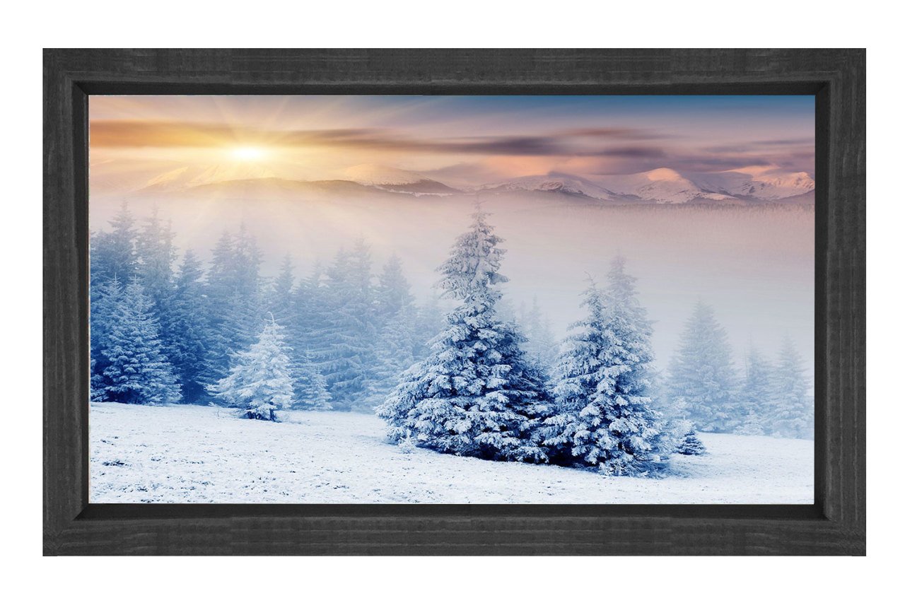 Kış Manzarası Tablosu Siyah Ahşap Çerçeve - 50x70