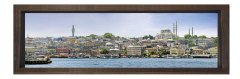 İstanbul Manzarası Tablosu Kahverengi Ahşap Çerçeve - 200x70