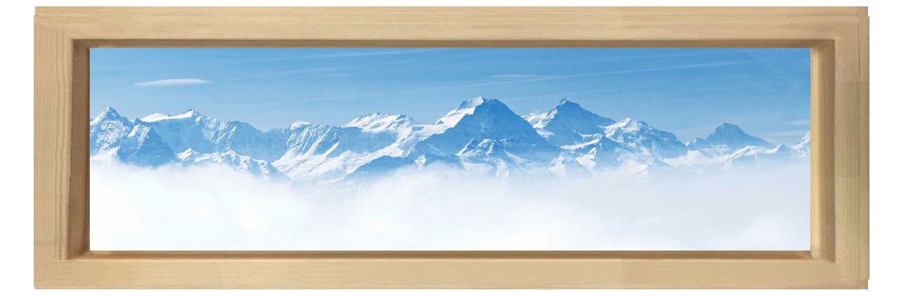 Karlı Dağ manzarası Tablosu Naturel Ahşap Çerçeve - 180x60