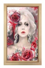 Gül Kadını Tablosu Naturel Ahşap Çerçeve - 40x60
