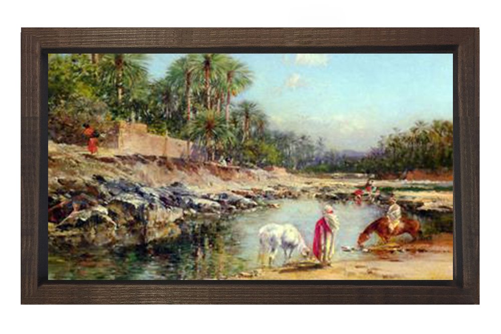 Dere Kenarı Tablosu Kahverengi Ahşap Çerçeve - 100x150
