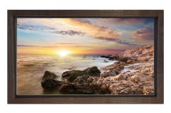 Güneş Batımı Ve Deniz Manzarası Tablosu Kahverengi Ahşap Çerçeve - 50x70