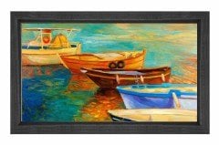 Kayıklar Yağlı Boya Reprödiksiyon Tablosu Siyah Ahşap Çerçeve - 100x150