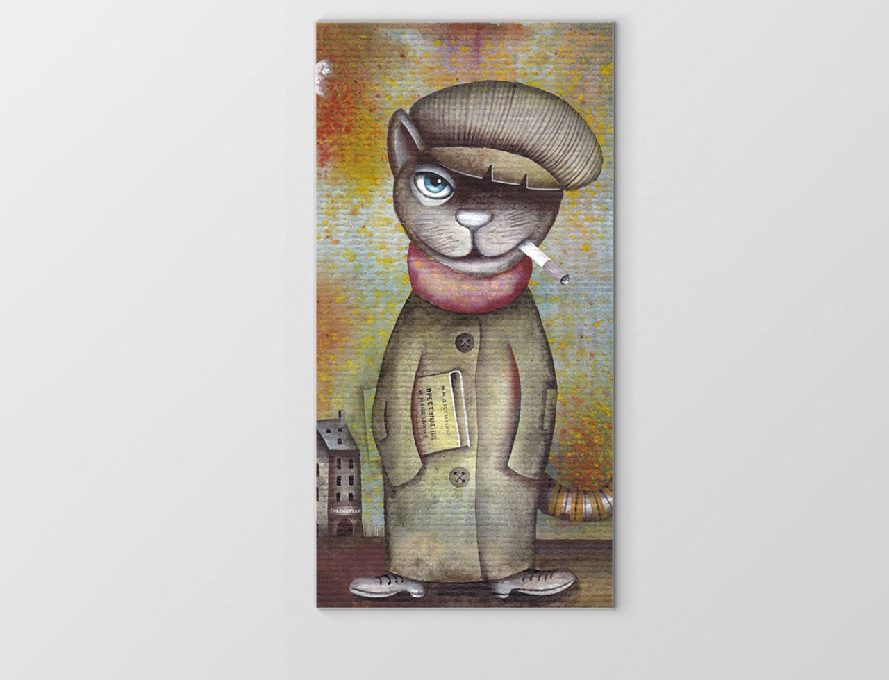 Vektörel Kedi Tablosu Çerçevesiz - 40x60
