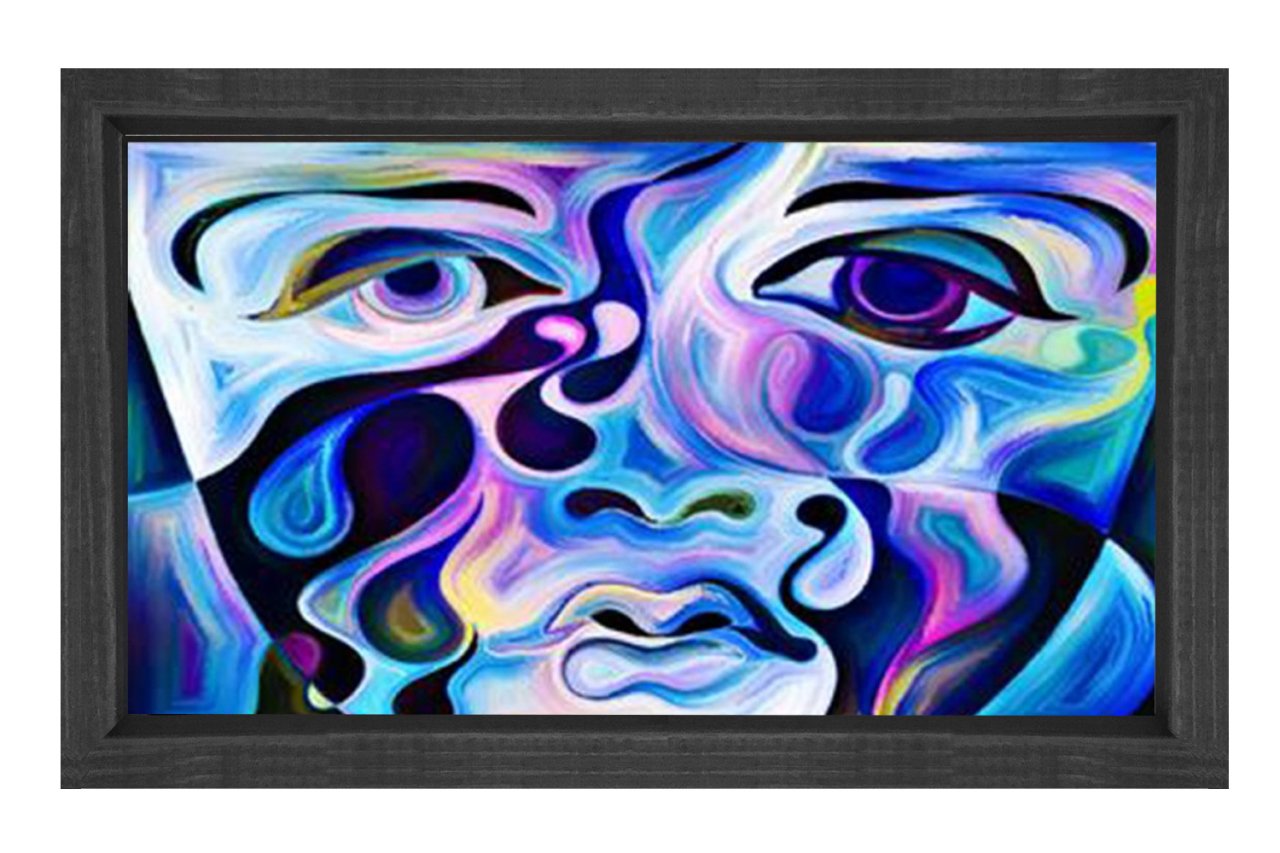 Soyut Reprodüksiyon Tablosu Siyah Ahşap - 50x70