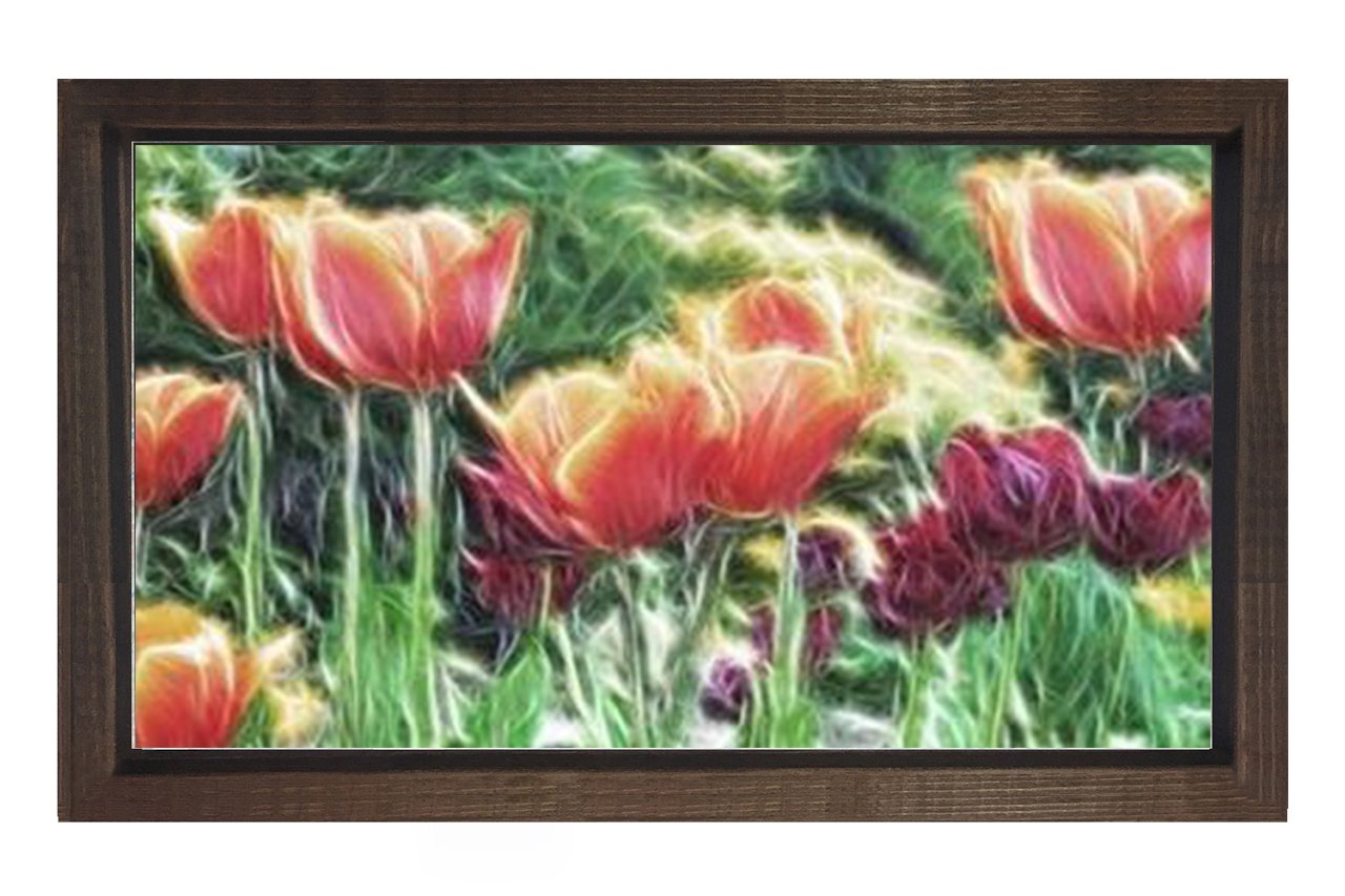 Kırmız Gül Çiçekleri Tablosu Kahverengi Ahşap Çerçeve - 40x60