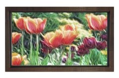Kırmız Gül Çiçekleri Tablosu Kahverengi Ahşap Çerçeve - 40x60