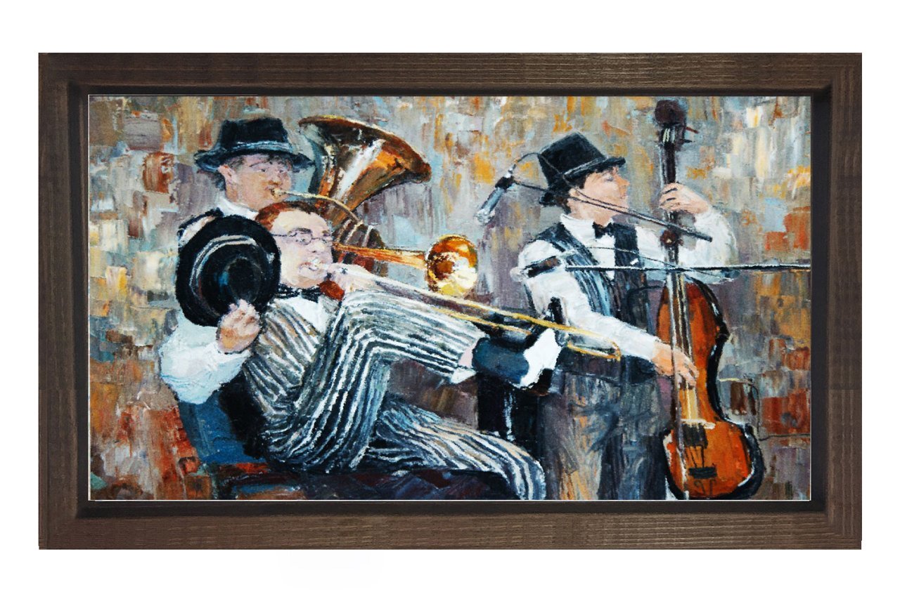 Orkestra Müzisyenler Tablosu Kahverengi Ahşap Çerçeve - 100x200