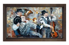 Orkestra Müzisyenler Tablosu Kahverengi Ahşap Çerçeve - 100x200