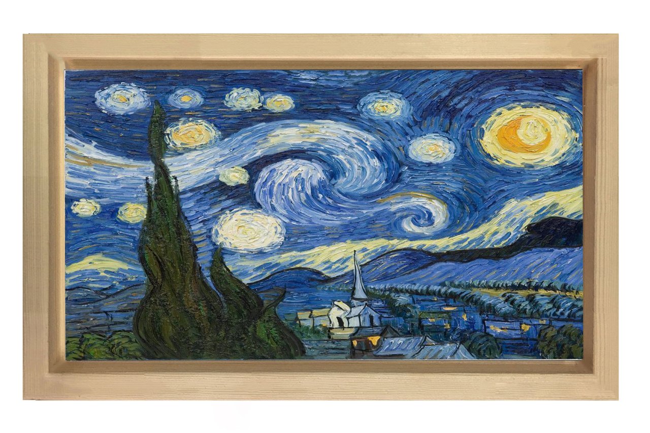 Yıldızlı Gece Tablosu Naturel Ahşap Çerçeve - 50x90