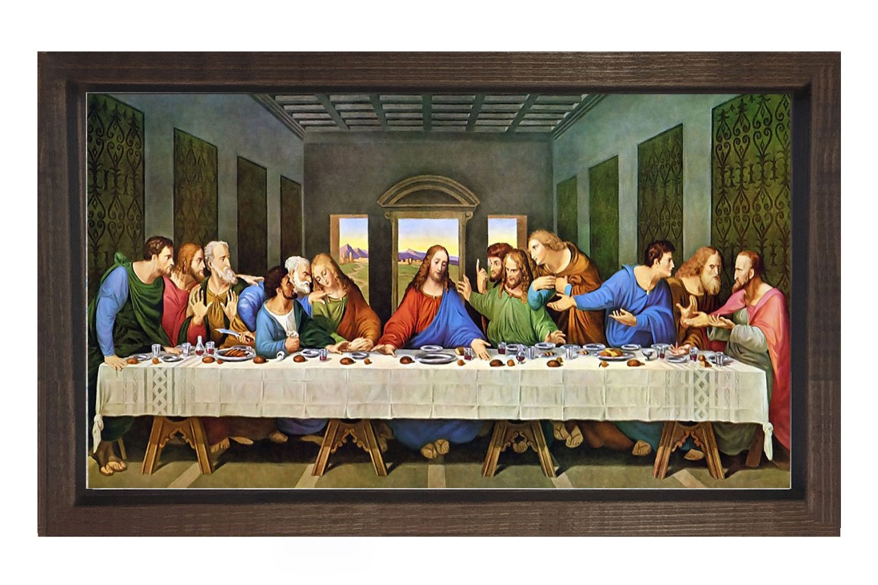 Son Akşam Yemeği Tablosu Kahverengi Ahşap Çerçeve - 50x70