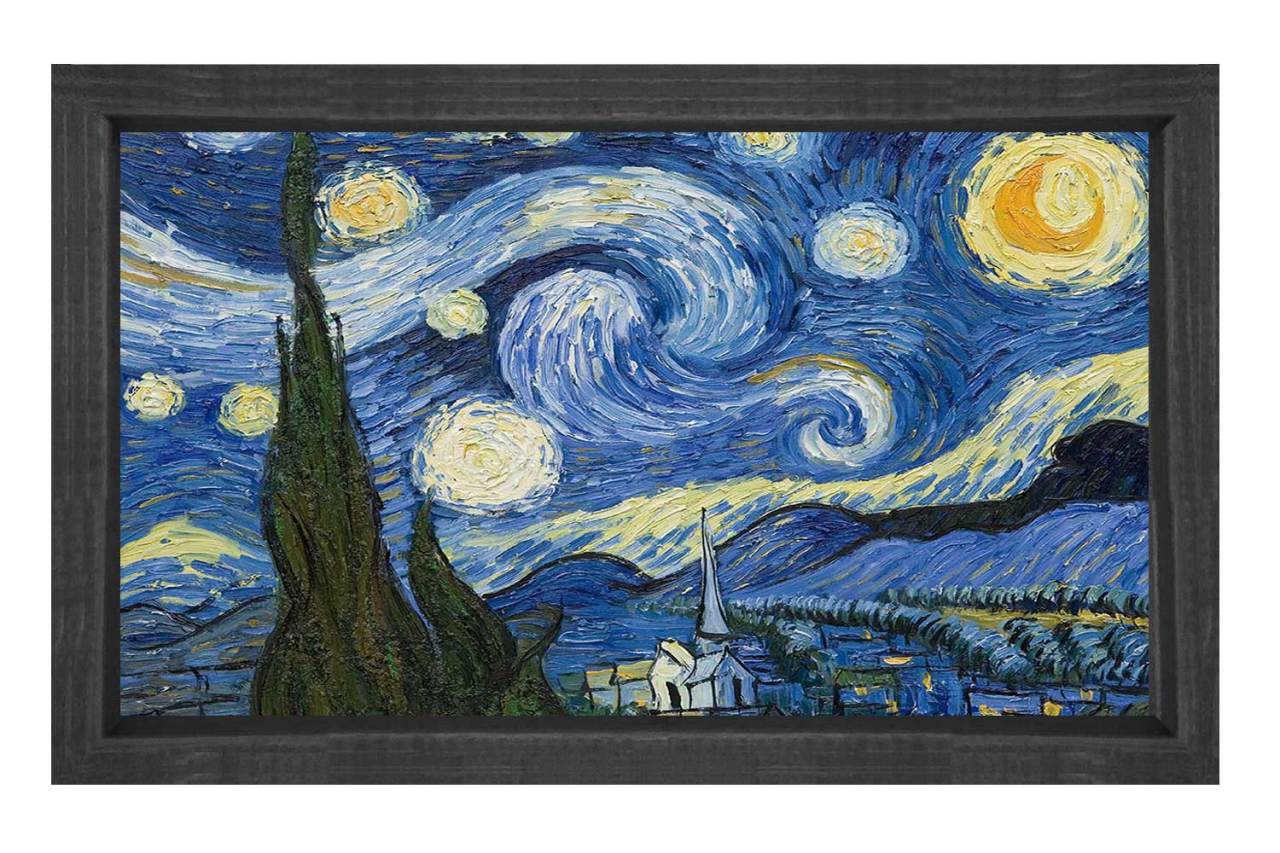 Yıldızlı Gece Tablosu Siyah Ahşap Çerçeve - 100x200