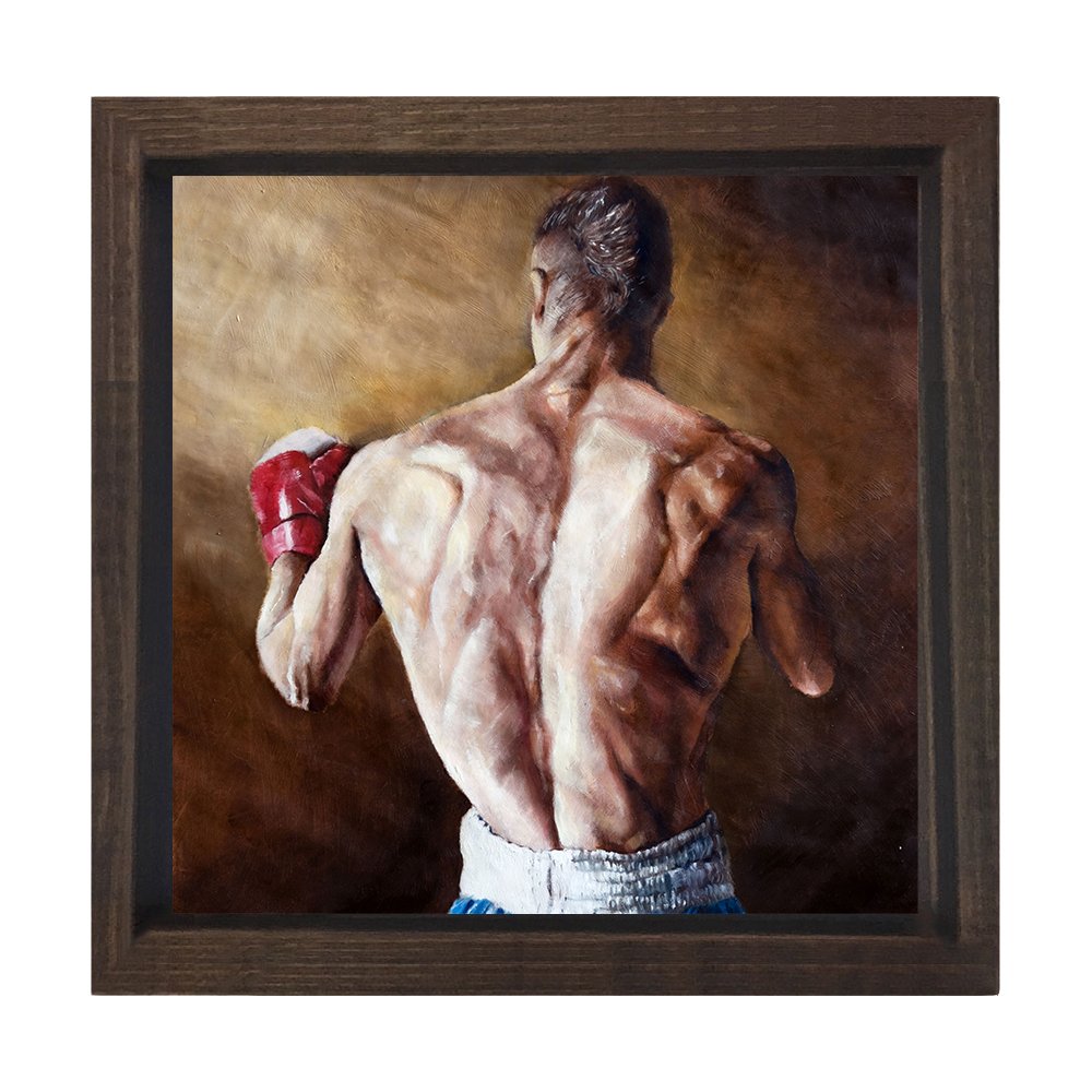 Boksör Tablosu Kahverengi Ahşap Çerçeve - 50x50