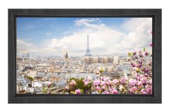 Eiffel Kulesi ve Çiçekler Tablosu Siyah Ahşap Çerçeve - 100x150