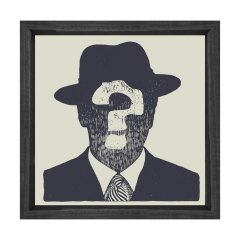 Soru İşaretli Adam Tablosu Siyah Ahşap Çerçeve - 60x60