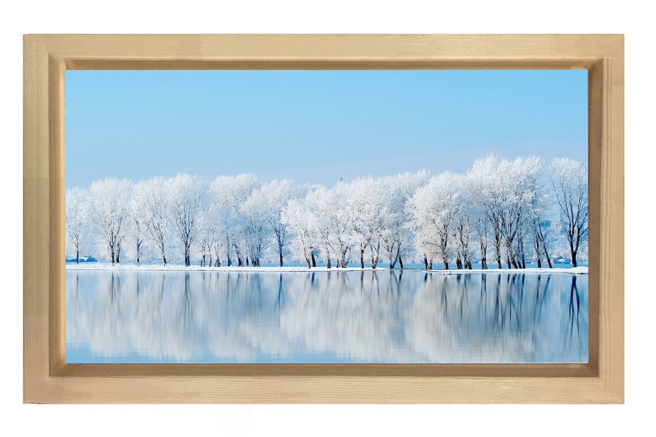 Kış Ve Göl Tablosu Naturel Ahşap Çerçeve - 100x150