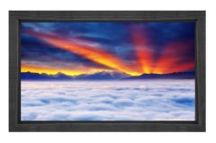 Işıklı Gökyüzü Dağ Manzarası Tablosu Siyah Ahşap Çerçeve - 50x90