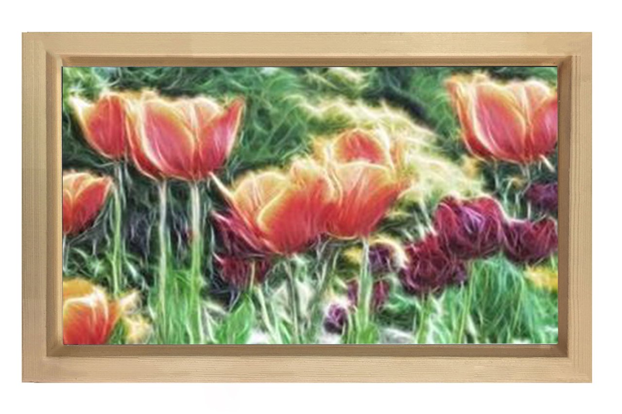 Kırmız Gül Çiçekleri Tablosu Naturel Ahşap Çerçeve - 40x60