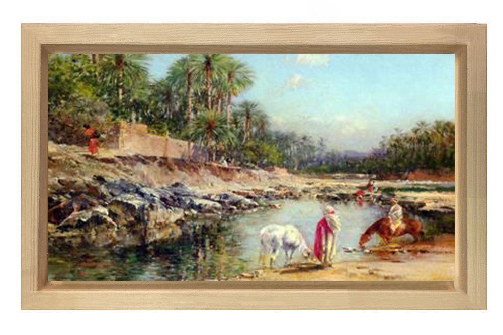 Dere Kenarı Tablosu Naturel Ahşap Çerçeve - 50x70