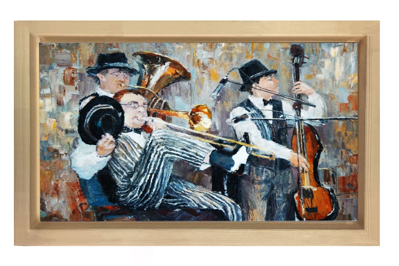 Orkestra Müzisyenler Tablosu Naturel Ahşap Çerçeve - 100x200