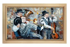 Orkestra Müzisyenler Tablosu Naturel Ahşap Çerçeve - 45x30