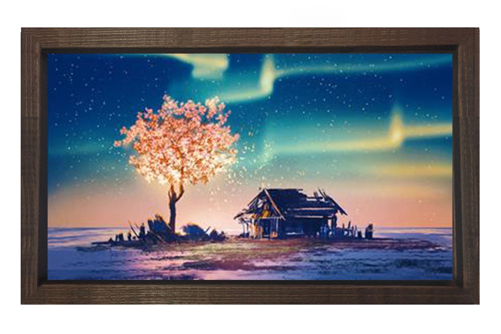 Terk edilmiş Köy Tablosu Kahverengi Ahşap - 100x200