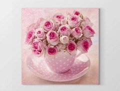 Pembe Çicekler Tablosu Çerçevesiz - 70x70
