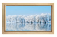 Kış Ve Göl Tablosu Naturel Ahşap Çerçeve - 50x90