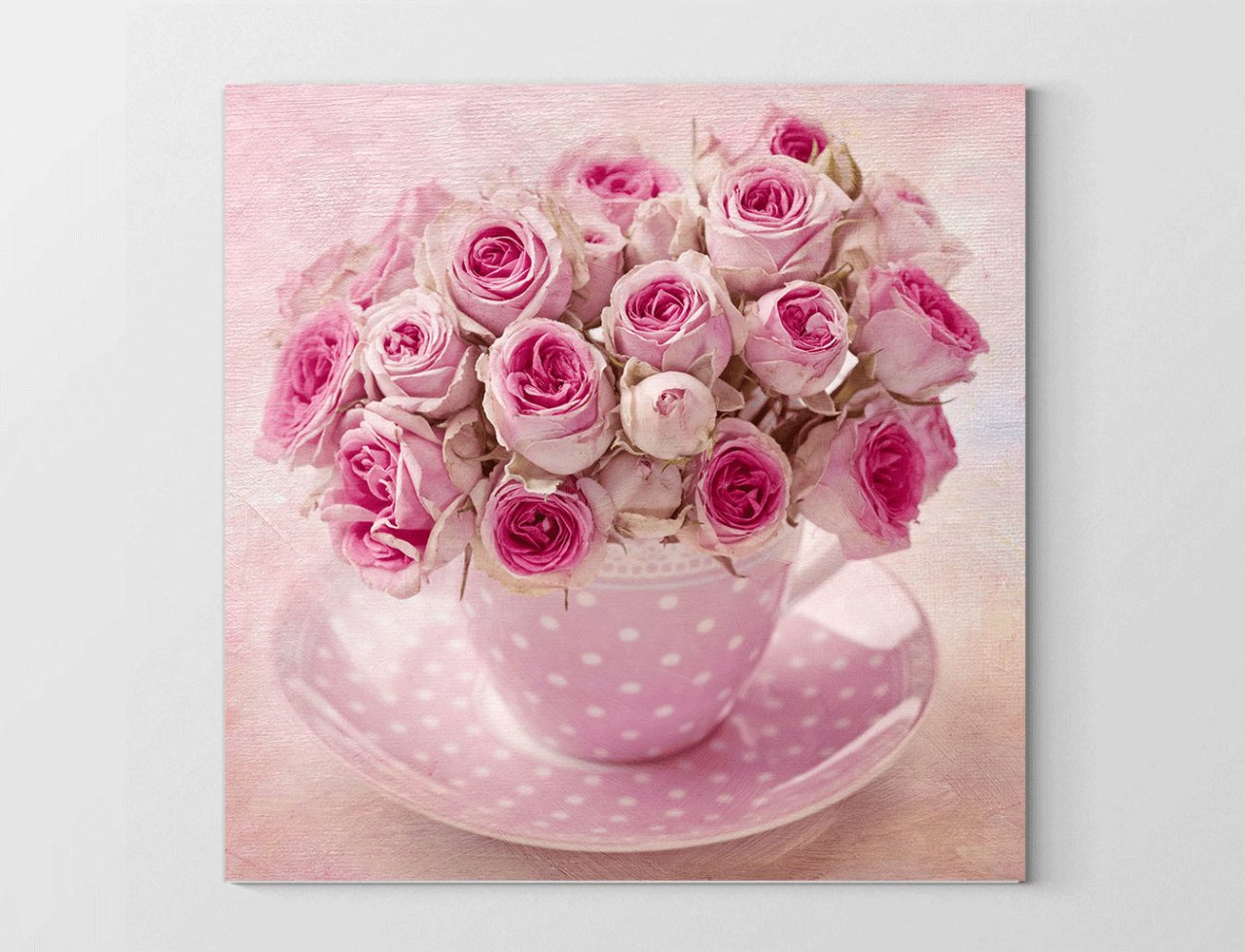 Pembe Çicekler Tablosu Çerçevesiz - 80x80