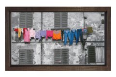 Çamaşır İpi Tablosu Kahverengi Ahşap Çerçeve - 40x60