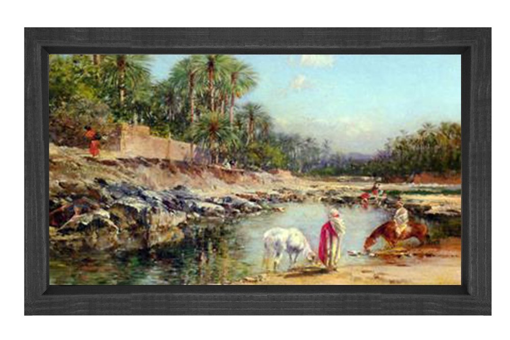 Dere Kenarı Tablosu Siyah Ahşap Çerçeve - 100x200