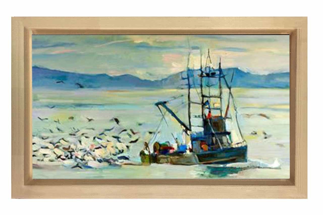 Balıkçı Teknesi  Reprödiksiypn Tablosu Naturel Ahşap Çerçeve - 100x200