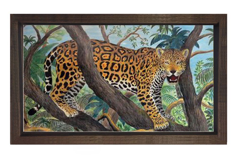 Leopar Tablosu Kahverengi Ahşap Çerçeve - 70x100