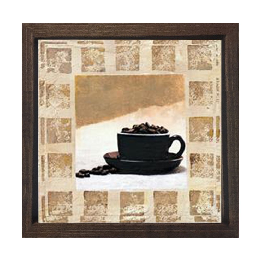 Dekoratif Kahve Tablosu Kahverengi Ahşap Çerçeve - 100x100