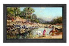 Dere Kenarı Tablosu Siyah Ahşap Çerçeve - 50x70