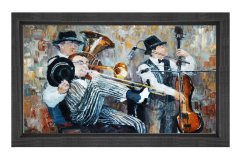 Orkestra Müzisyenler Tablosu Siyah Ahşap Çerçeve - 100x200