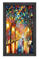 Yağmur ve Sokak Tablosu Siyah Ahşap - 70x100