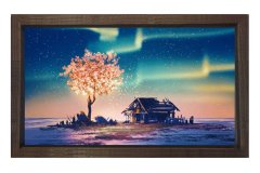 Terk edilmiş Köy Tablosu Kahverengi Ahşap - 70x100