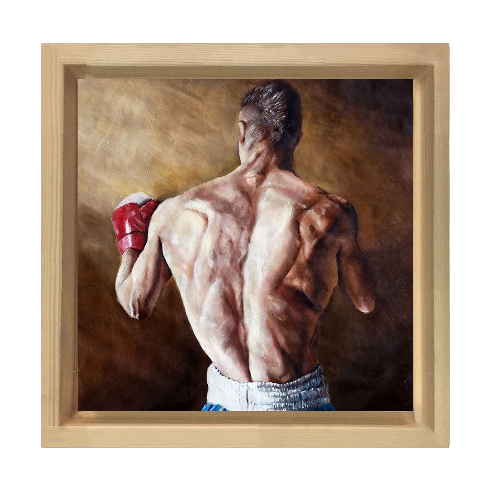 Boksör Tablosu Naturel Ahşap Çerçeve - 80x80