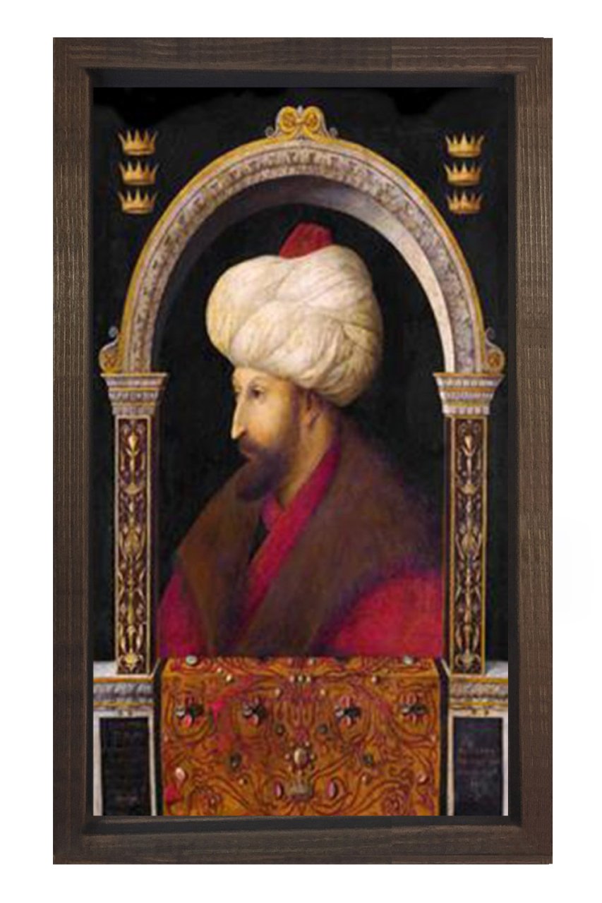 Fatih Sultan Mehmet Tablosu Kahverengi Ahşap Çerçeve - 100x150