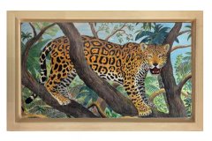 Leopar Tablosu Naturel Ahşap Çerçeve - 50x70
